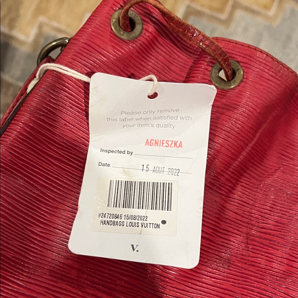 LOUIS VUITTON PETIT NOE Leather Red Shoulder Bag  Made in France Pre Owned. - Picture 13 of 13